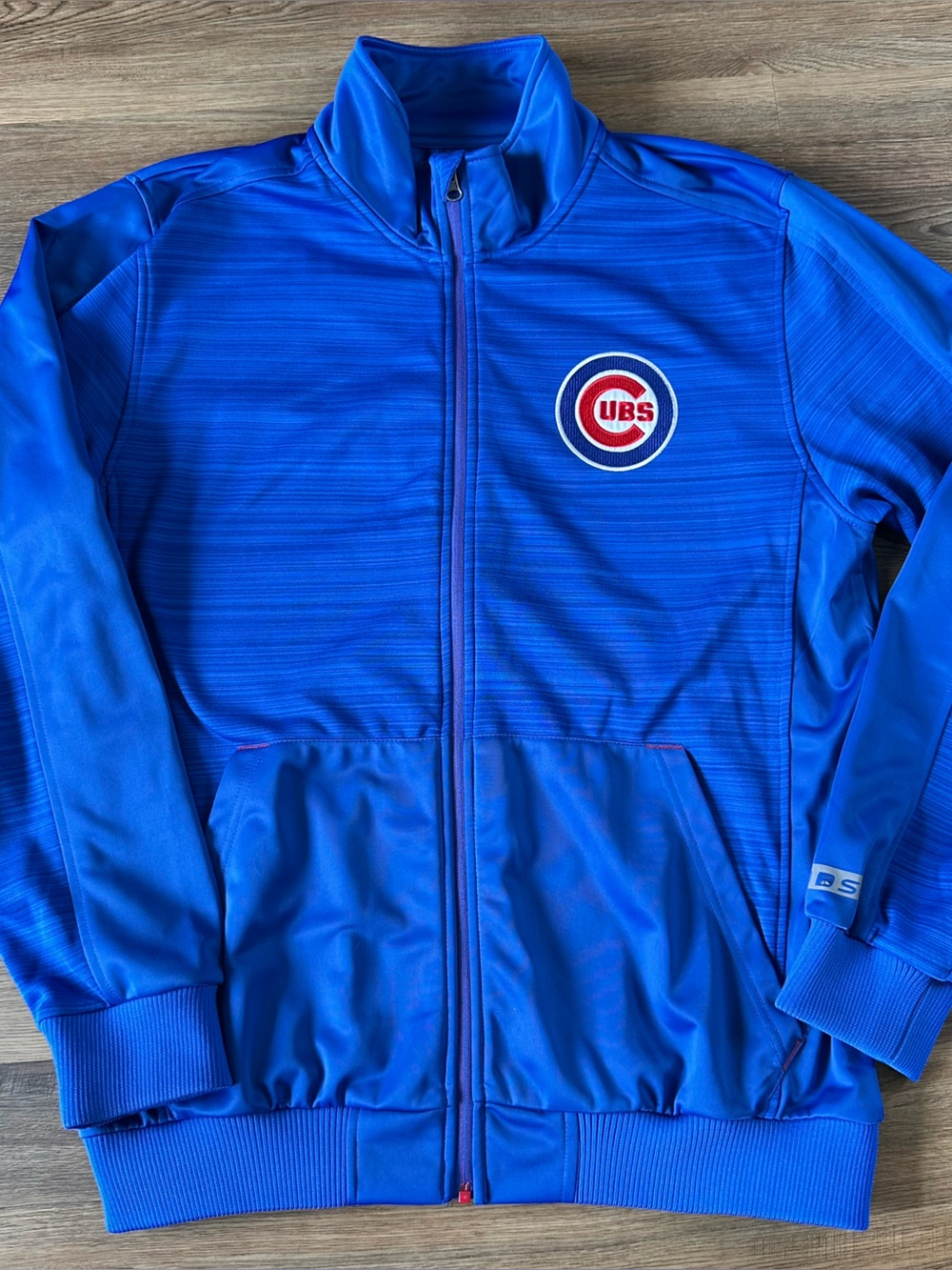 Chicago Cubs Fleece Lined Jacket Coat Full Zip Blue GIII Carl Banks XL Patch